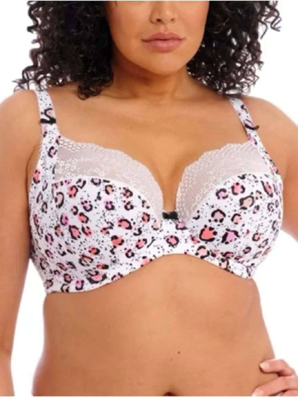 Elomi UK 32HH US 32L Lucie Plunge Leopard Print Lace Underwire Bra NWOT